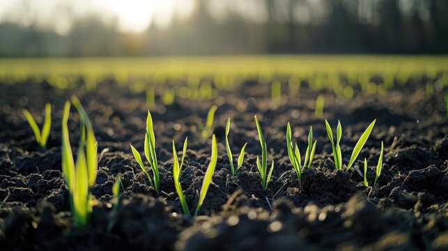 Field of wheat germinate, green wheat field