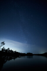 Naklejka premium night landscape with moon and stars