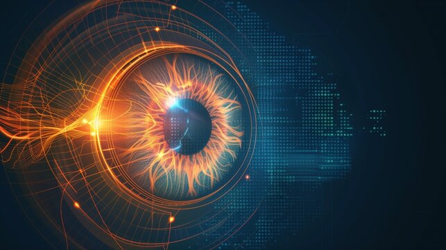 Blindness Awareness Month. Medical illustration showing visual field testing pattern, circular field of vision with gradual darkening areas, clean clinical diagram style