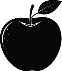 A healthy and ripe apple fruit vector illustration with a green leaf isolated on a white background