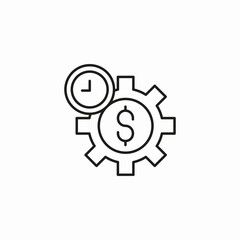 clock with gear and dollar icon sign vector