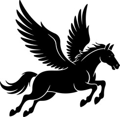 flying pegasus silhouette vector illustration