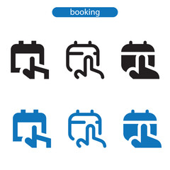 User interface booking vector art icon set illustration on white background.