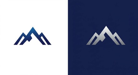 Modern abstract mountain peak logo design symbolizing achievement, growth, and adventure, perfect for business branding and outdoor companies