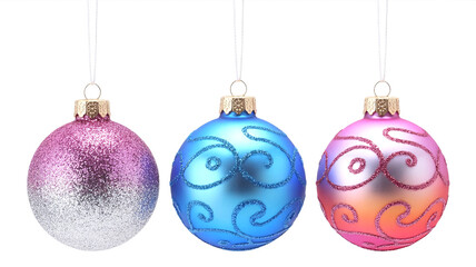 Obraz premium Sparkling festive Christmas ornaments in vibrant hues add magical holiday cheer to any celebration