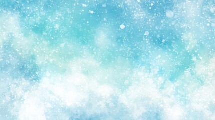 Fototapeta premium A soft watercolor background blending light and deep blue shades with delicate snowflake patterns scattered across the surface, creating a frosty winter atmosphere.