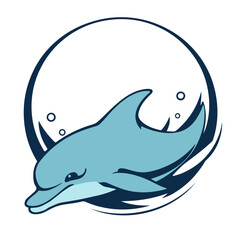Dolphin wave illustration, marine animal vector, sea life logo design, ocean wildlife art, jumping dolphin graphic
