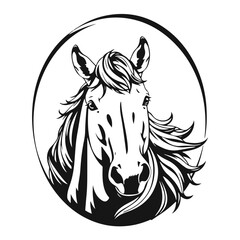 Horse head silhouette, horse head logo, animal emblem, horse symbol, vector illustration	