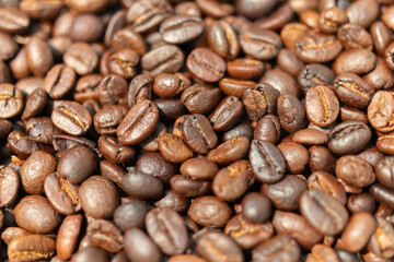 Fresh premium roasted brown Arabica coffee beans background