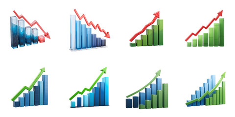 Animation stock graph die cut no bg png for statistic tracking decoration purpose.