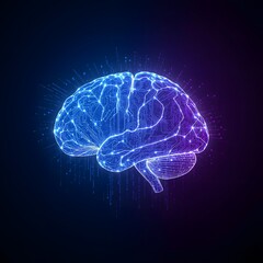 High-Tech Brain with Binary Code Art