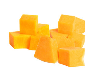 diced butternut squash pieces, ready for cooking