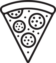 pizza slice with cheese vector, pizza triangle with toppings silhouette, fast food pizza icon design