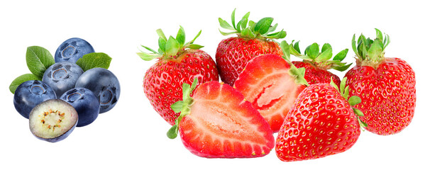 fresh blueberries and strawberries close together