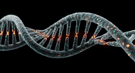 Abstract concept of binary data stored within a DNA helix