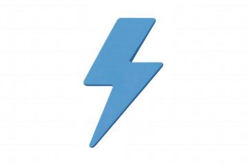 3d rendering of a blue lightning bolt symbol on transparent background, ideal for energy, power, and electricity concepts
