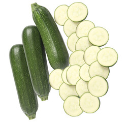 fresh zucchini with sliced portions against a dark backdrop
