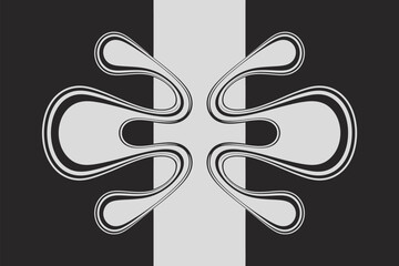 Obraz premium Symmetrical abstract design featuring curved shapes on a black and white background with central stripe
