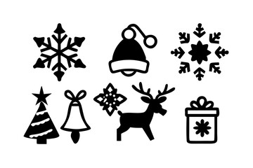 Christmas icon set for holiday decoration