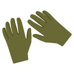 Simple illustration of a pair of green work gloves. Ideal for gardening or industrial themes.