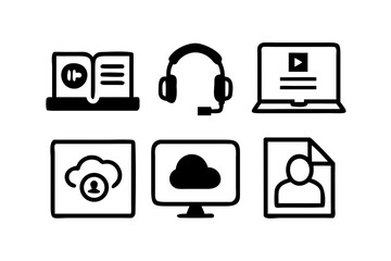 Set of online education and communication icons