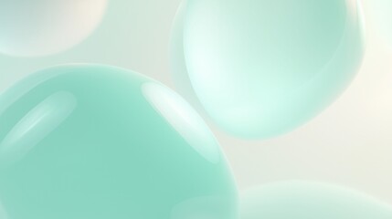 Glowing organic blobs in turquoise soft ivory and seafoam green