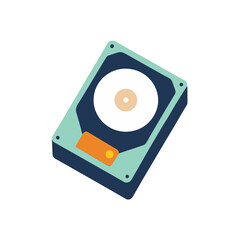 Hard Drive Flat Vector Illustration, Computer Storage Device, Data Disk Clipart