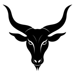 long horn vector clean black silhouette design white background