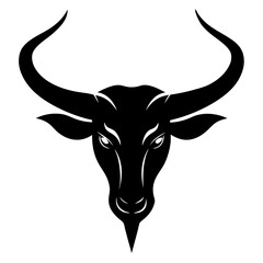 long horn vector clean black silhouette design white background