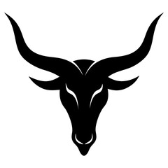 long horn vector clean black silhouette design white background