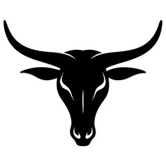 long horn vector clean black silhouette design white background