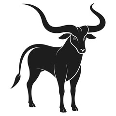 long horn vector clean black silhouette design white background