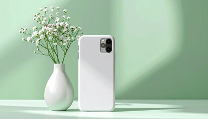 close-up of a cellphone with a green background