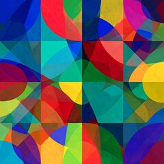 Obraz premium Vibrant geometric pattern with overlapping shapes and colors