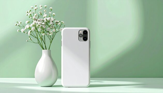 close-up of a cellphone with a green background - Powered by Adobe