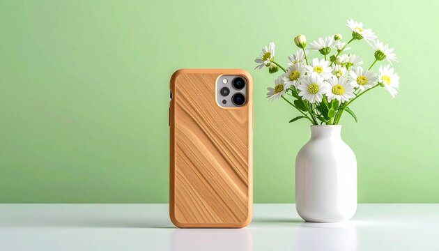 close-up of a cellphone with a green background