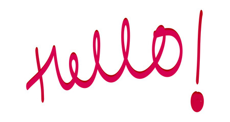 Red 3d Hello symbol hand drawn lettering