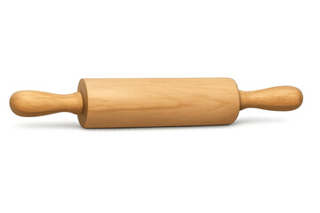 Wooden rolling pin lying on transparent background