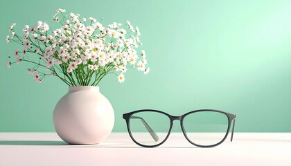 close-up of glasses with green background