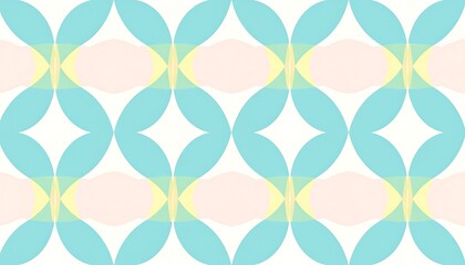 Repeating light teal, pastel peach, and yellow geometric pattern