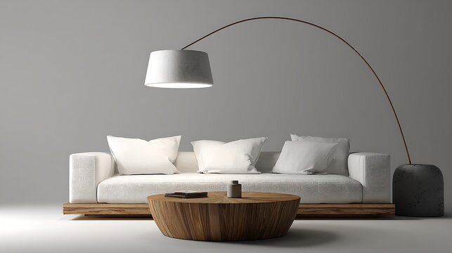 modern white sofa with coner lamp