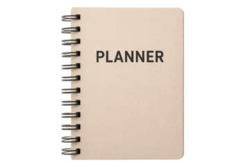 Planner notebook with transparent background for easy isolation