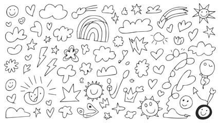 Seamless Pattern with Fun Doodle Icons and Sketch Elements
