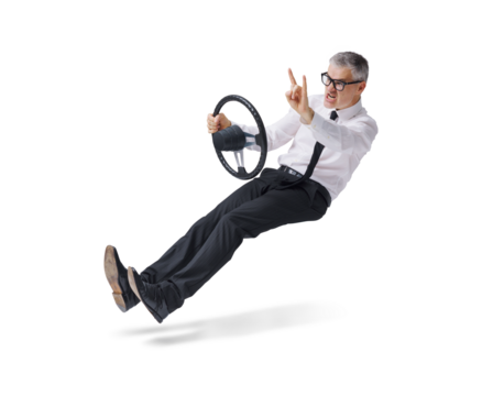 Aggressive man stuck in a traffic jam and shouting