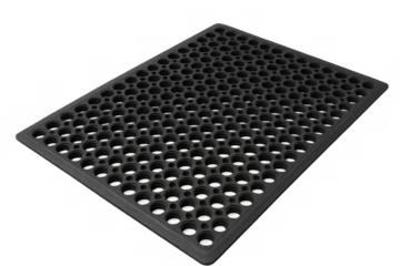 Black rubber mat isolated on transparent background showing circular pattern