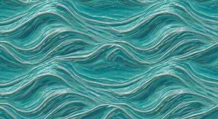 Obraz premium Captivating turquoise ocean waves with dynamic white foam crests create a serene and natural abstract pattern, perfect for coastal themes.