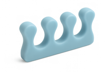 Light blue toe separator on transparent background enhancing pedicure process