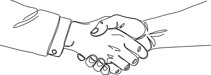 Business handshake line drawing, partnership agreement, professional collaboration, teamwork concept, mutual trust, business deal, cooperation symbol, contract signing
