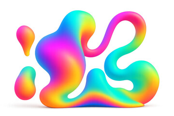 Obraz premium Colorful abstract shapes flowing and merging on transparent background