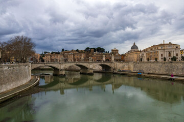 view  of Castel sant'Angelo in Rome with Tiber river